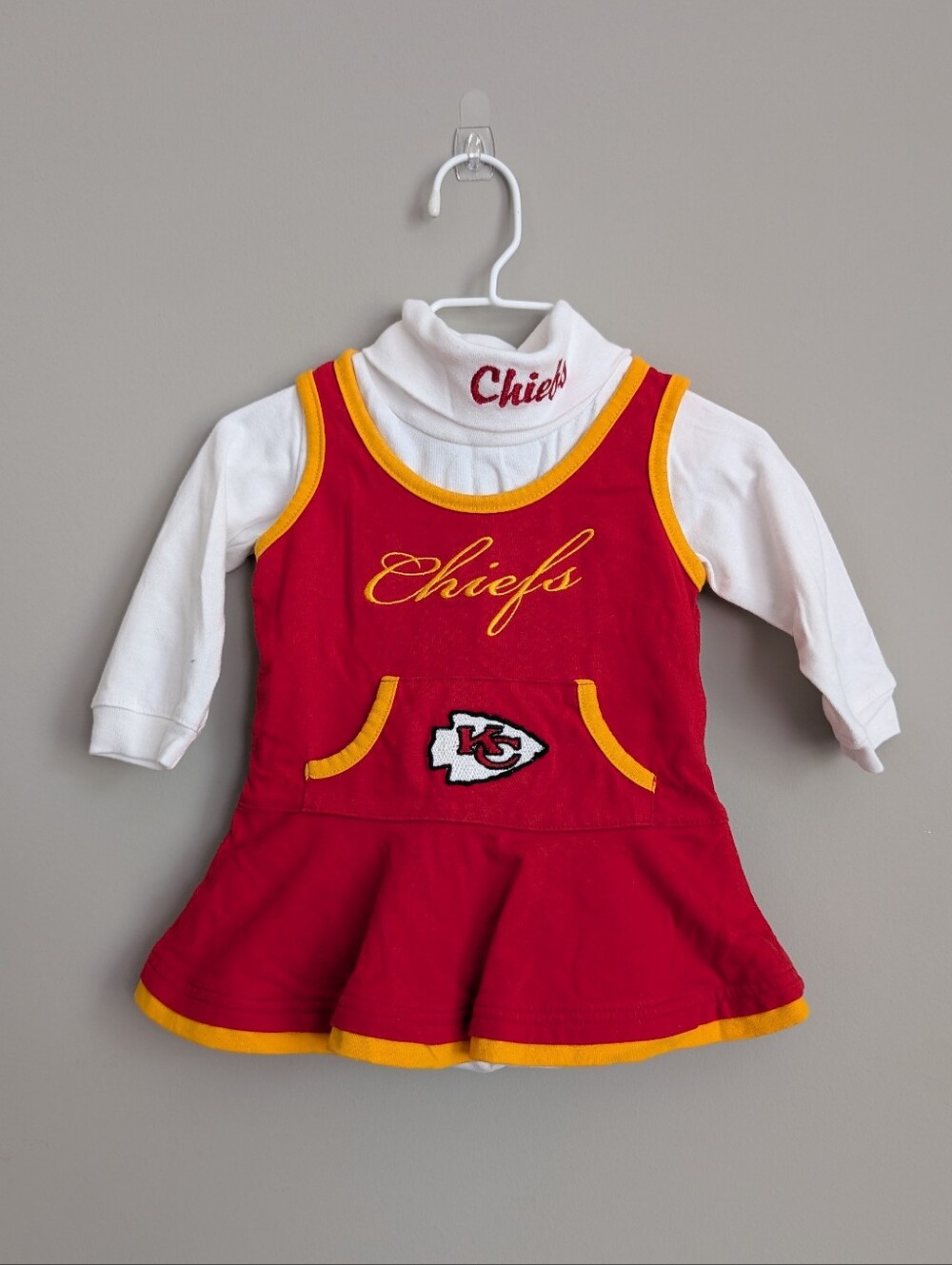 NFL Team Apparel KC Kansas City Chiefs Cheerleader Dress 2-Piece Set 6-9 Months